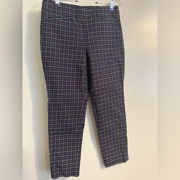 J Jill Womens Navy Blue Ted Plaid Ankle Pants Stretchy size 6 - Picture 1 of 13